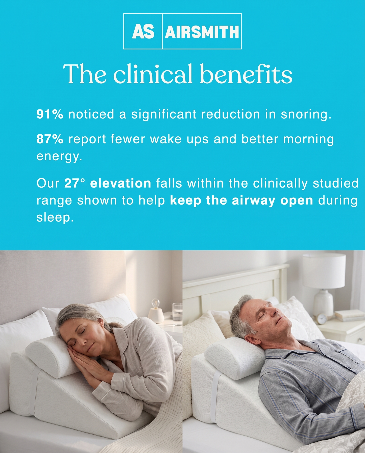 AirSmith Anti-Snoring Wedge Pillow - 50% OFF SALE + Free Silk Eye-Mask