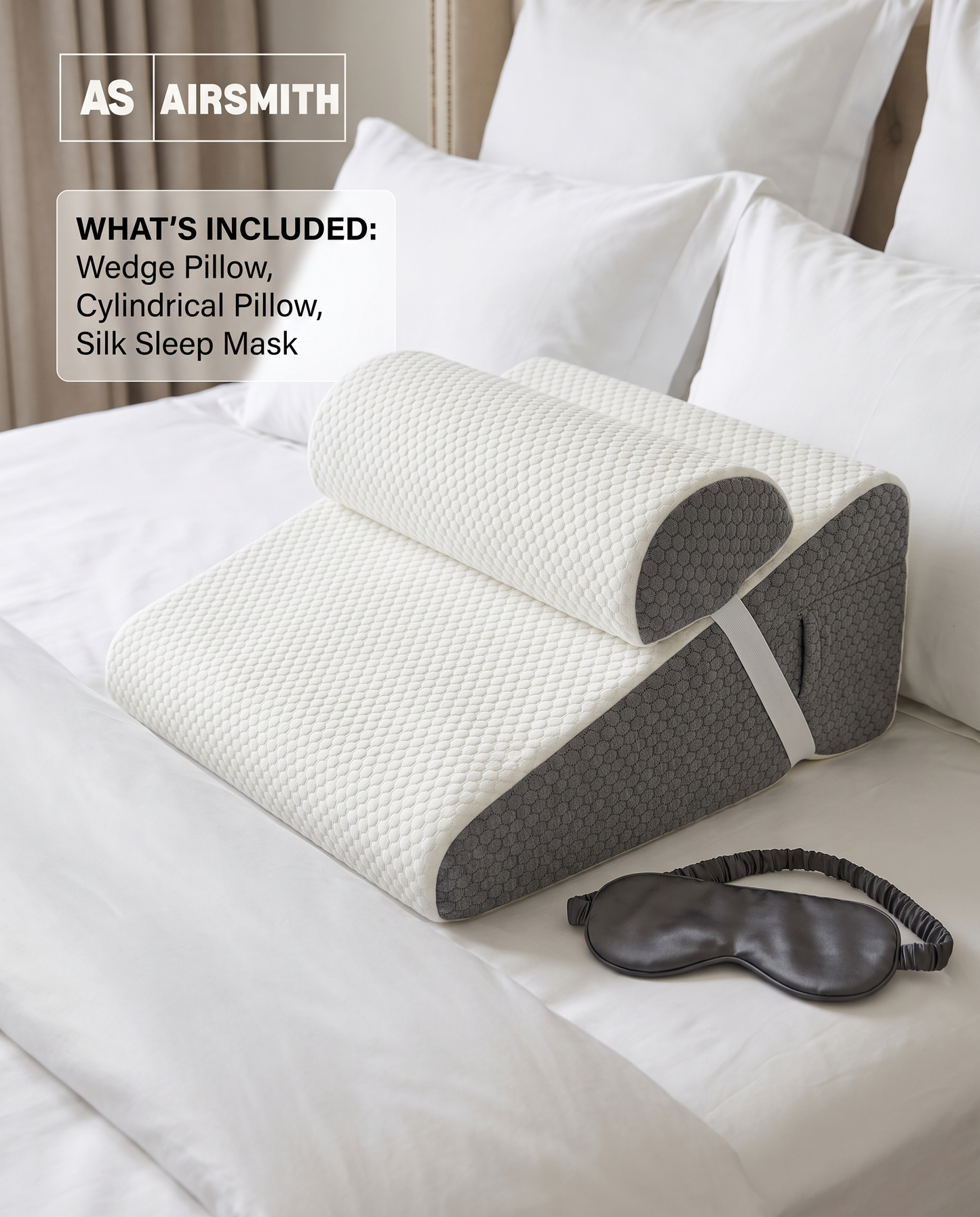 AirSmith Anti-Snoring Wedge Pillow - 50% OFF SALE + Free Silk Eye-Mask