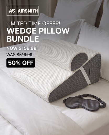 AirSmith Anti-Snoring Wedge Pillow - 50% OFF SALE + Free Silk Eye-Mask